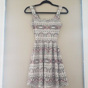 Printed peekaboo back skater dress